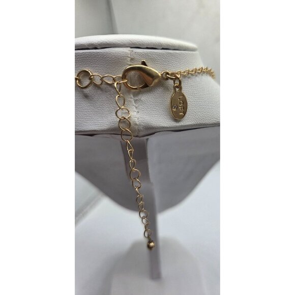 Gold-Tone Adjustable Chain Necklace With Textured Disk Pendant Design By Loft - Picture 2 of 3